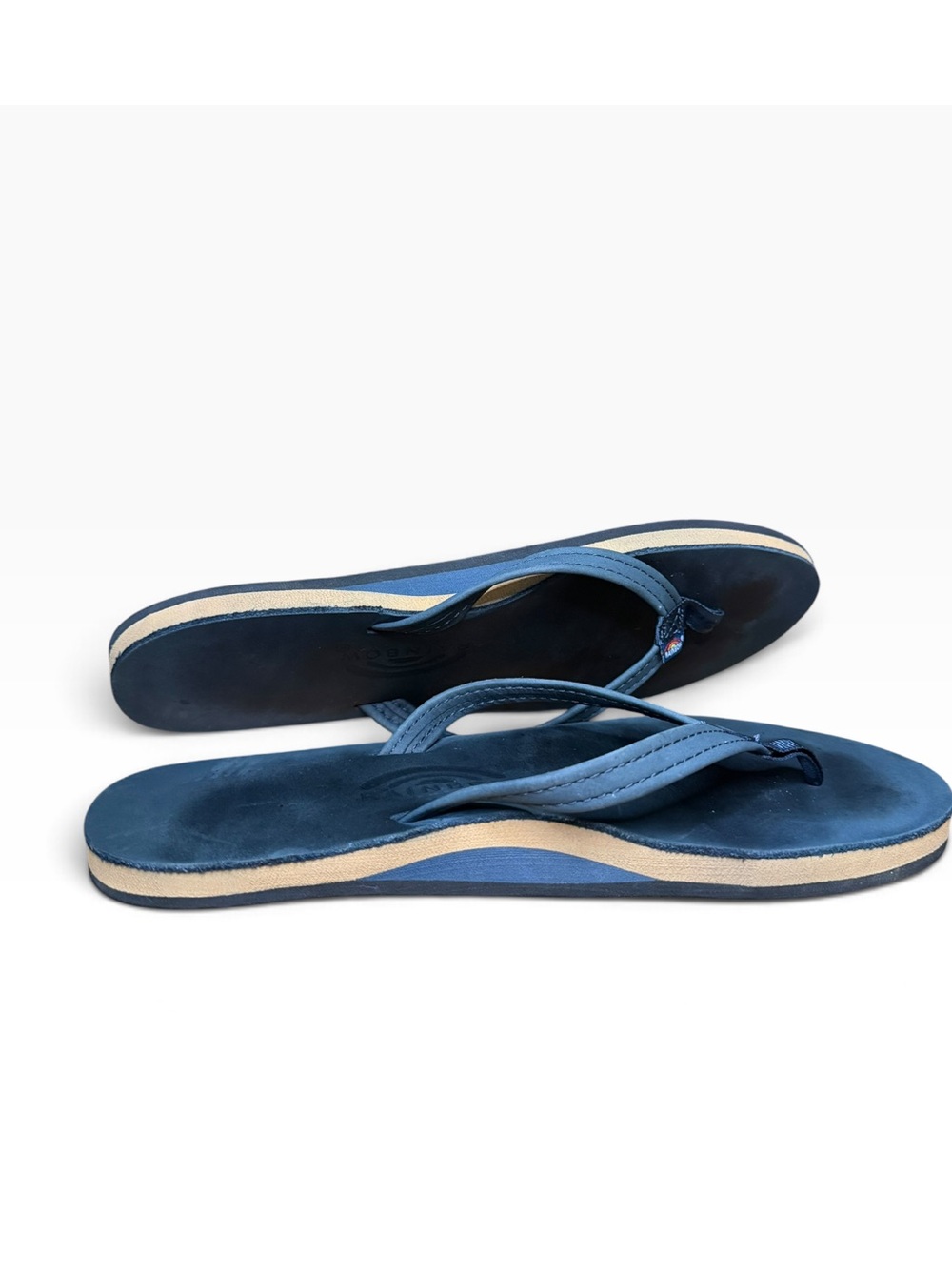 Rainbow Sandals Women’s 10 Premier Leather Navy Blue Tan Limited Edition